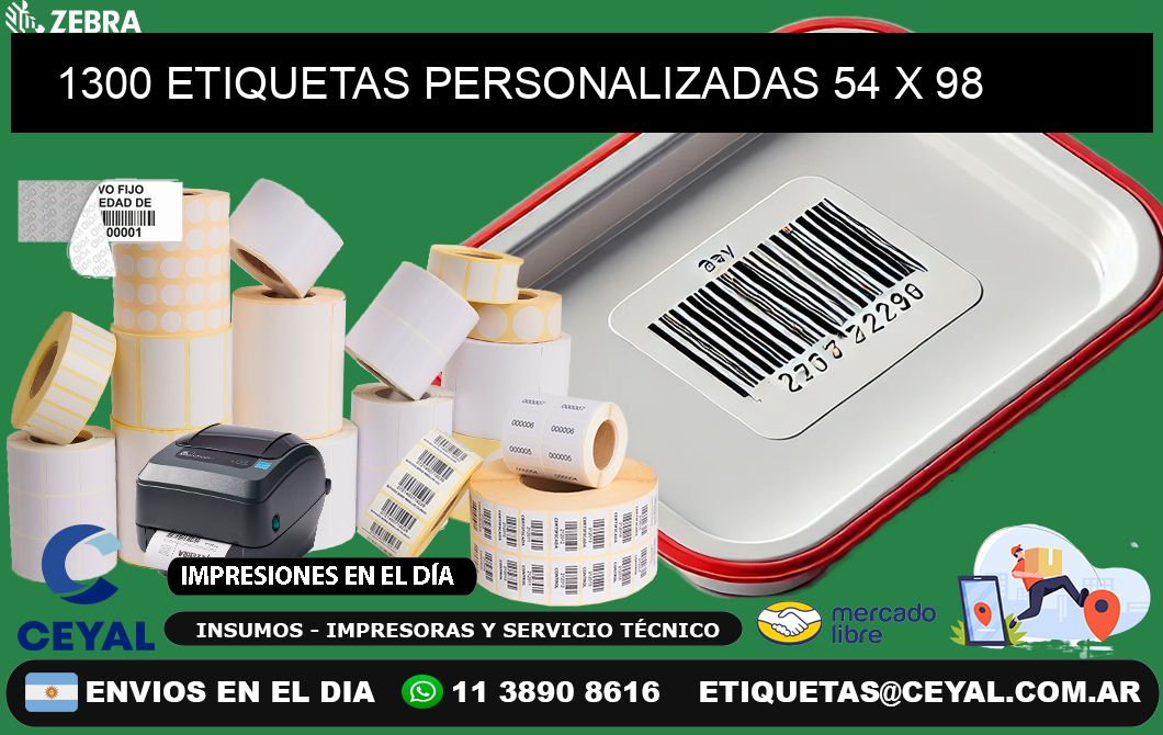 1300 ETIQUETAS PERSONALIZADAS 54 x 98