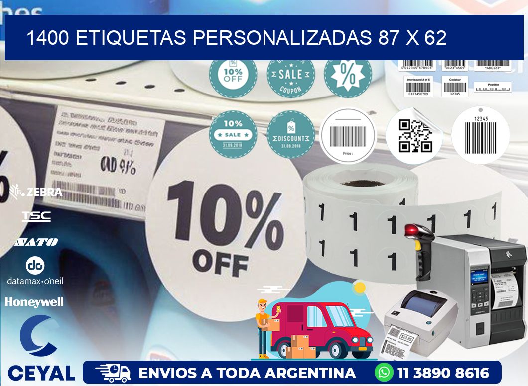 1400 ETIQUETAS PERSONALIZADAS 87 x 62