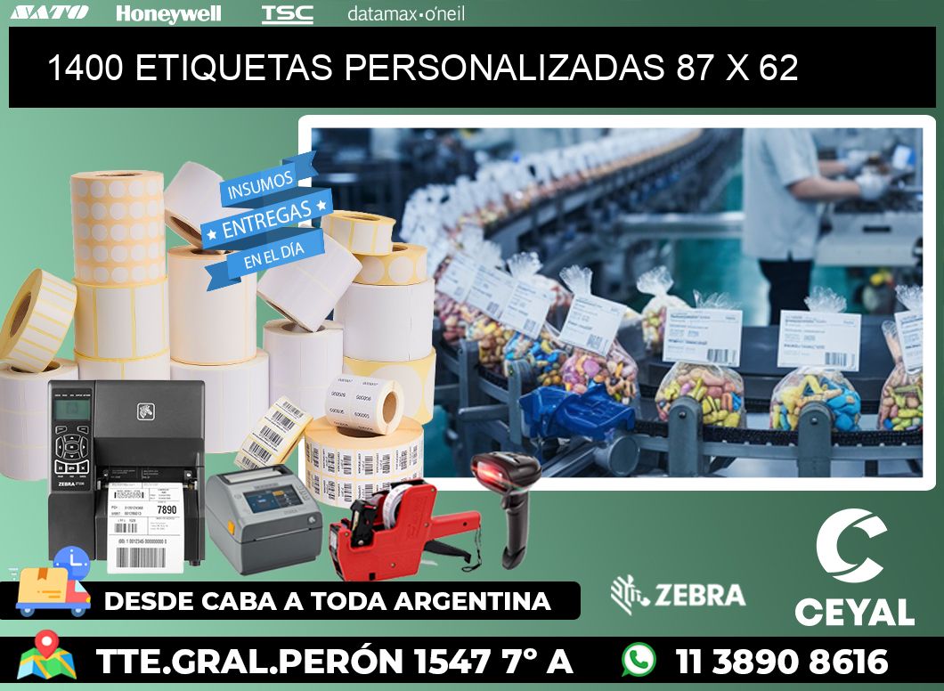 1400 ETIQUETAS PERSONALIZADAS 87 x 62