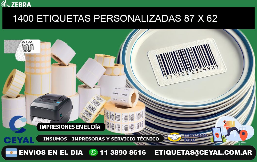 1400 ETIQUETAS PERSONALIZADAS 87 x 62