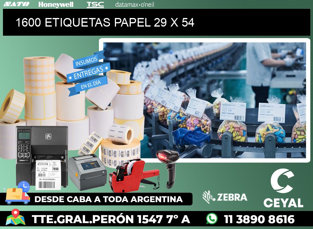 1600 ETIQUETAS PAPEL 29 x 54