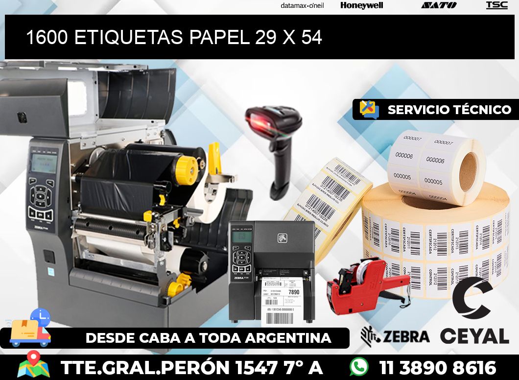 1600 ETIQUETAS PAPEL 29 x 54