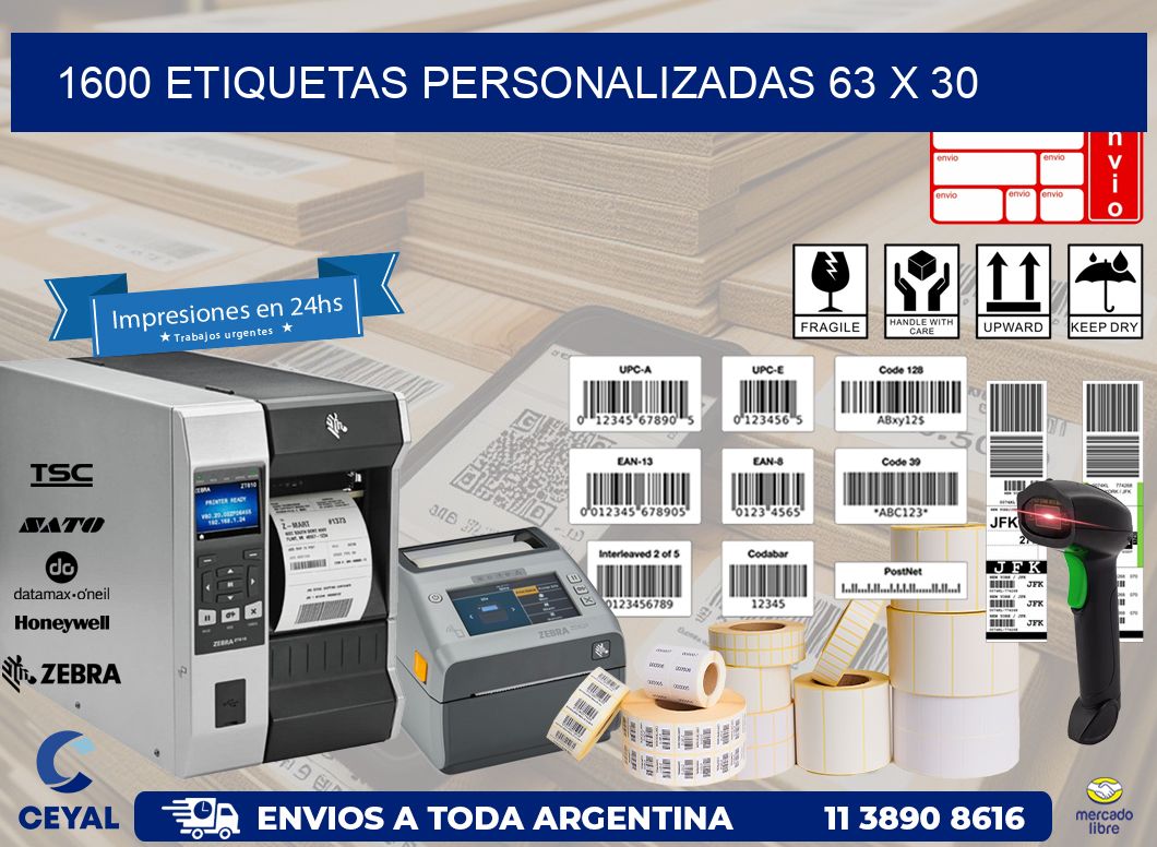 1600 ETIQUETAS PERSONALIZADAS 63 x 30