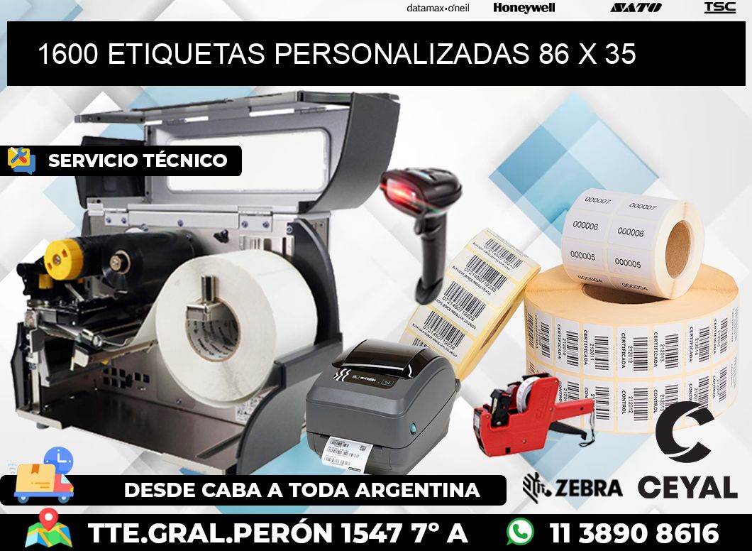 1600 ETIQUETAS PERSONALIZADAS 86 x 35