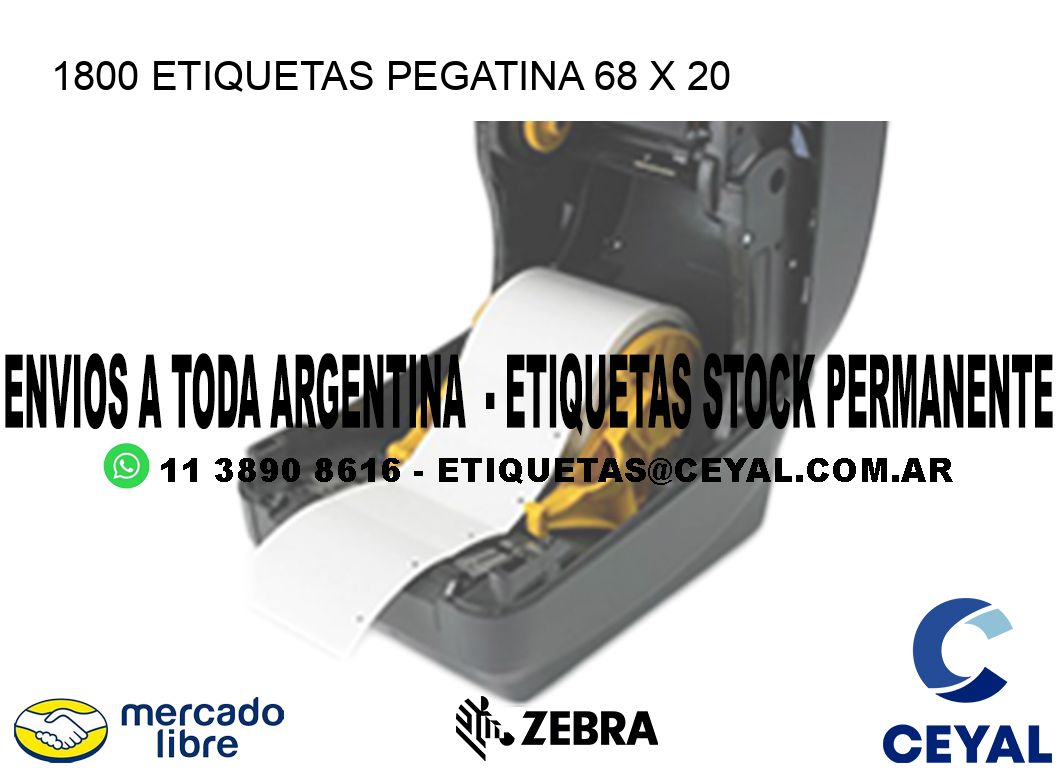 1800 ETIQUETAS PEGATINA 68 x 20