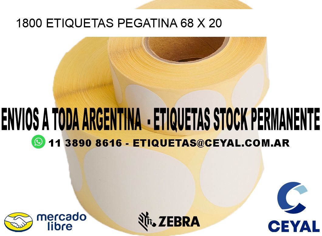 1800 ETIQUETAS PEGATINA 68 x 20