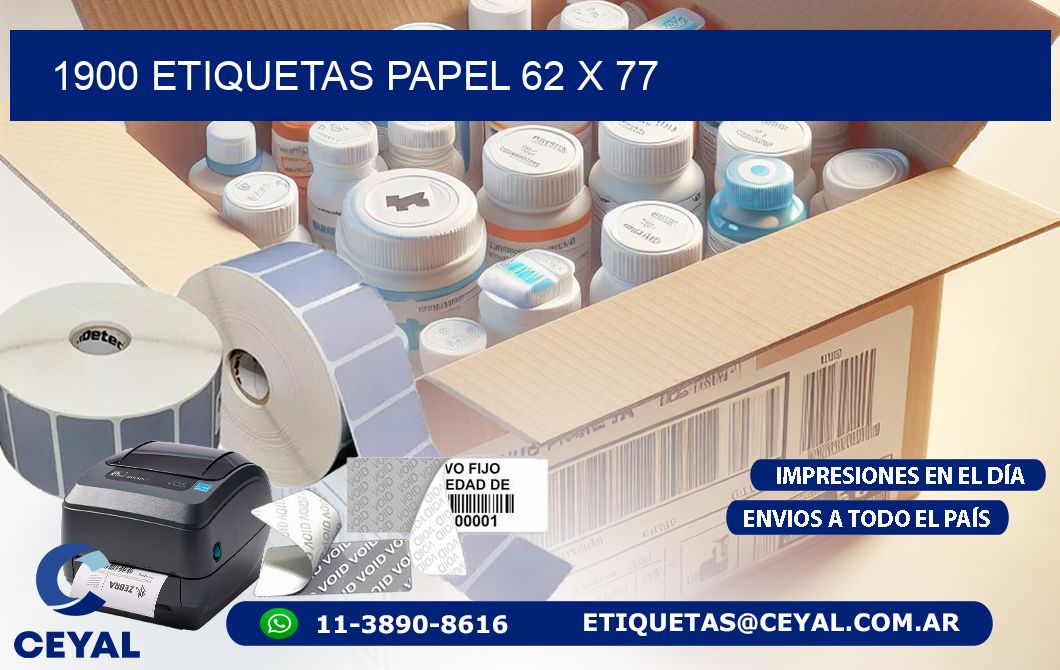 1900 ETIQUETAS PAPEL 62 x 77