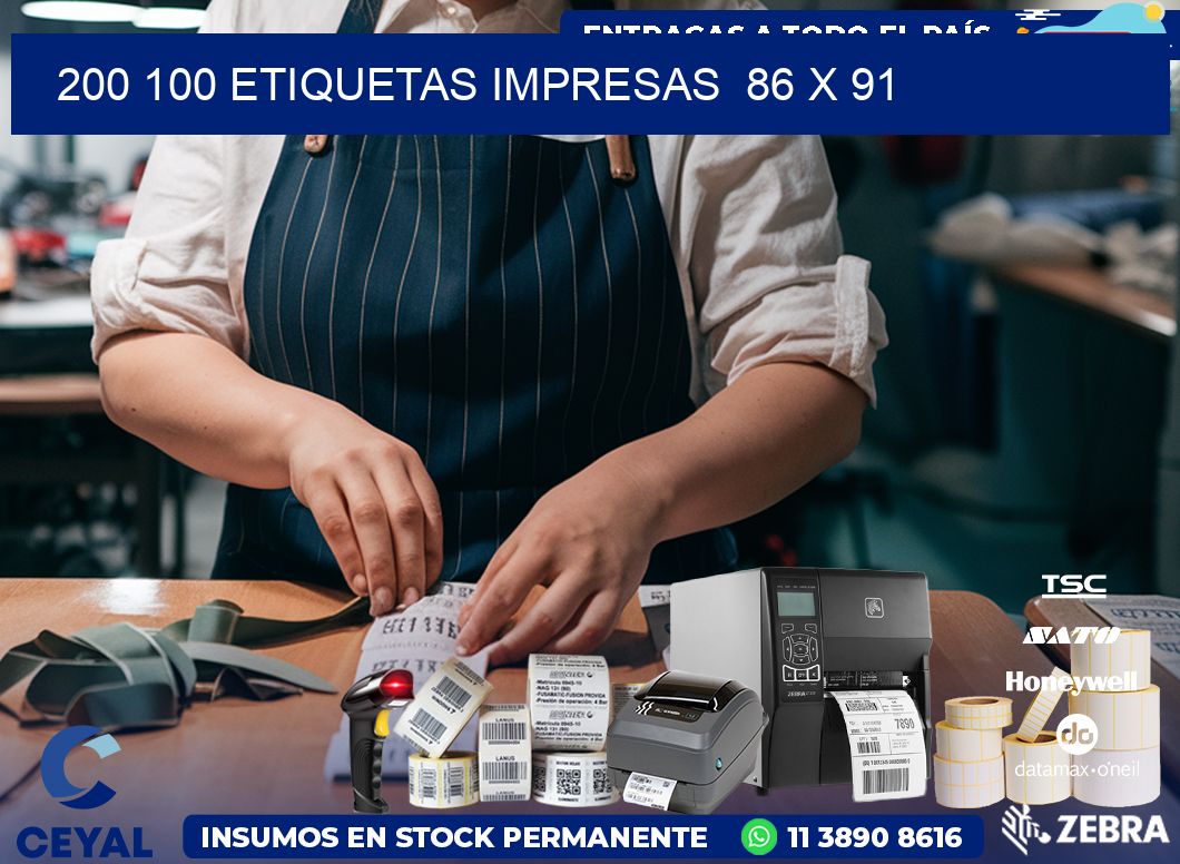 200 100 ETIQUETAS IMPRESAS  86 x 91