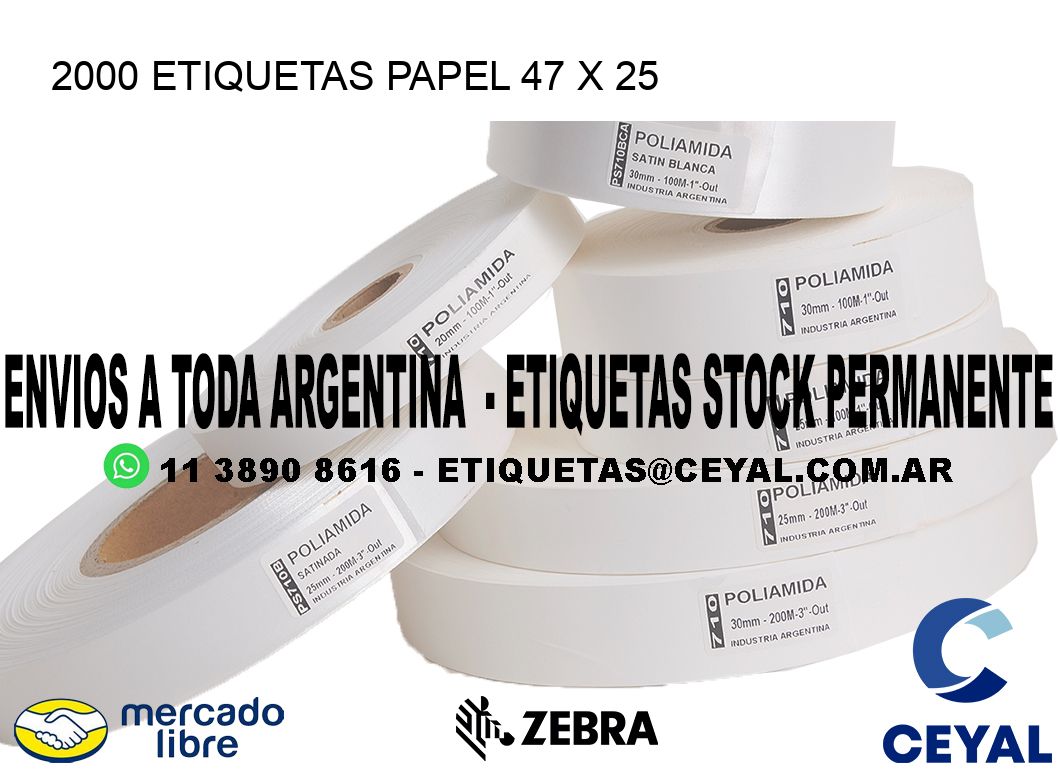 2000 ETIQUETAS PAPEL 47 x 25