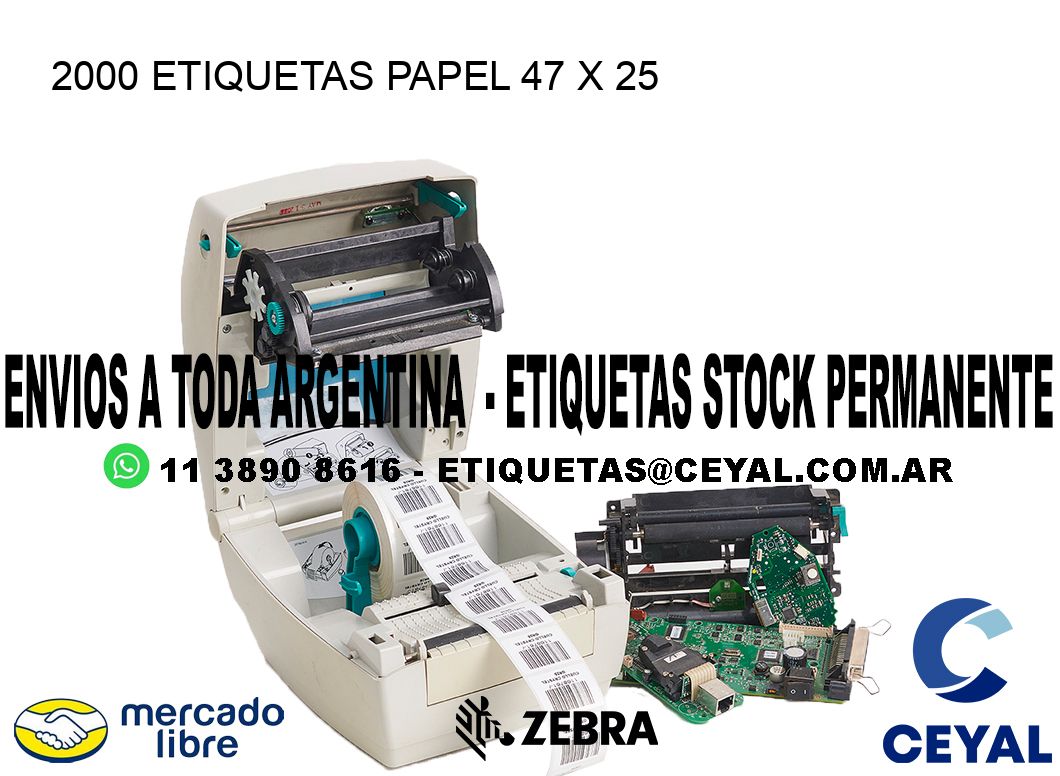 2000 ETIQUETAS PAPEL 47 x 25