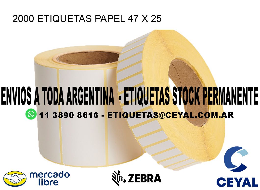 2000 ETIQUETAS PAPEL 47 x 25