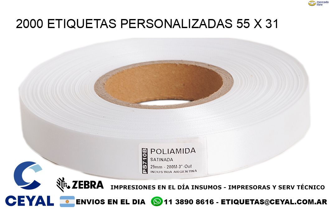 2000 ETIQUETAS PERSONALIZADAS 55 x 31