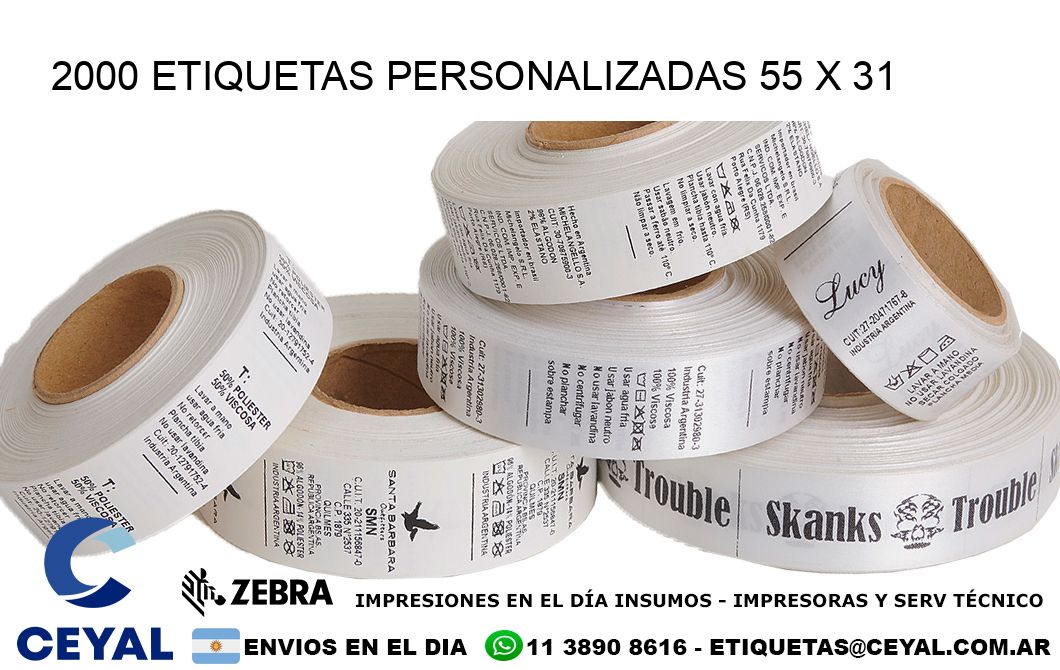 2000 ETIQUETAS PERSONALIZADAS 55 x 31
