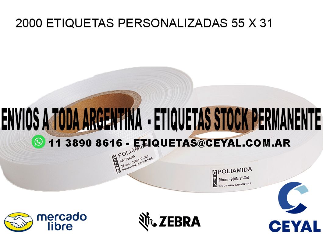 2000 ETIQUETAS PERSONALIZADAS 55 x 31