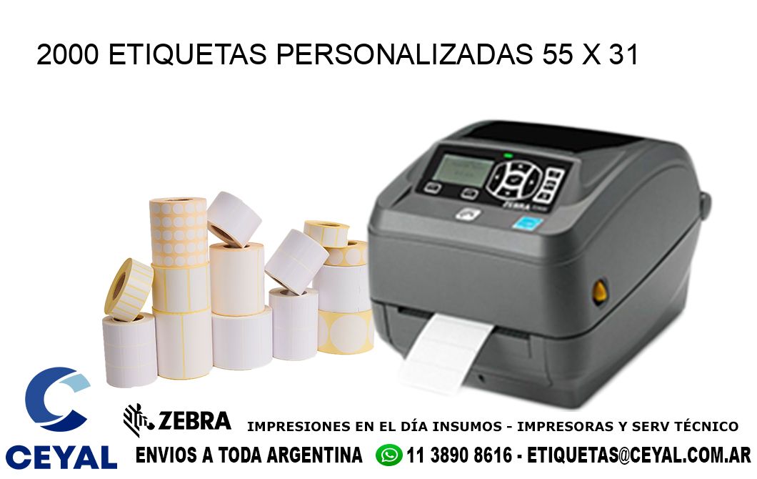 2000 ETIQUETAS PERSONALIZADAS 55 x 31