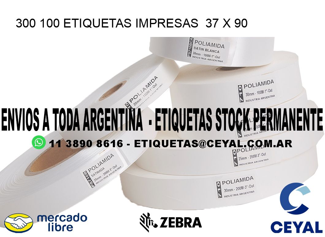 300 100 ETIQUETAS IMPRESAS  37 x 90
