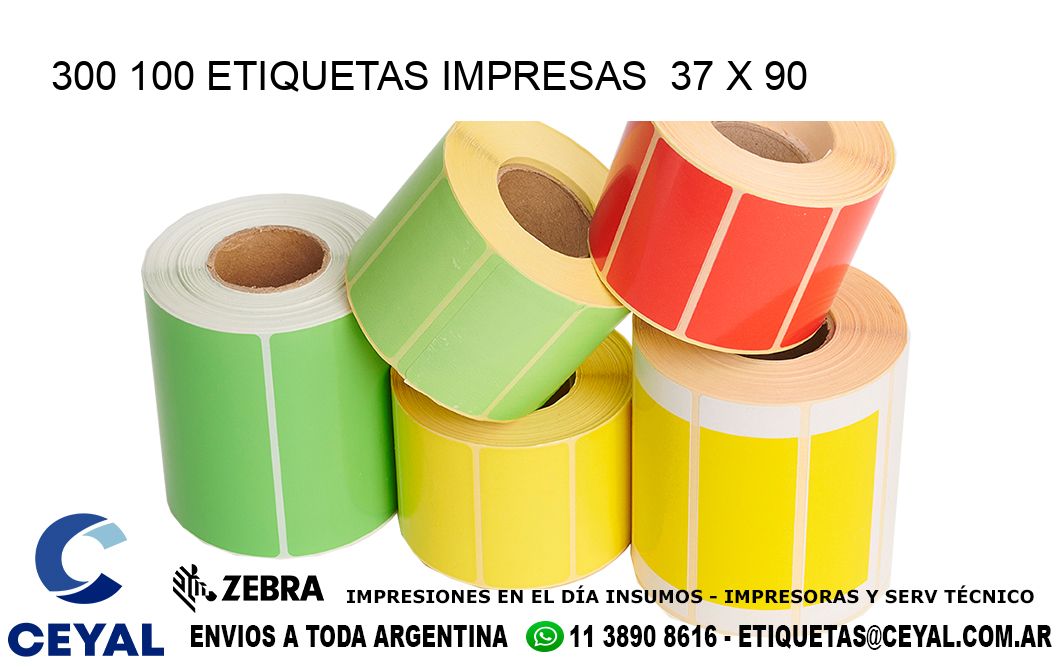 300 100 ETIQUETAS IMPRESAS  37 x 90
