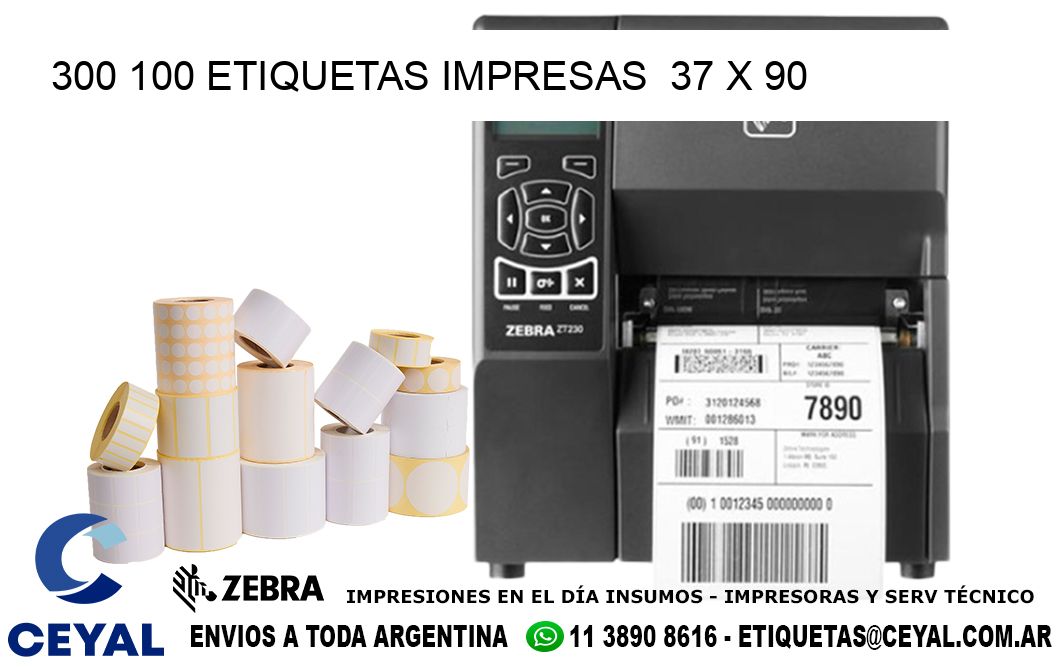 300 100 ETIQUETAS IMPRESAS  37 x 90