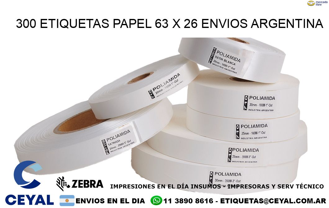 300 ETIQUETAS PAPEL 63 x 26 ENVIOS ARGENTINA