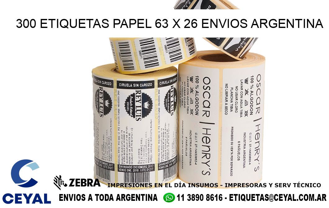 300 ETIQUETAS PAPEL 63 x 26 ENVIOS ARGENTINA