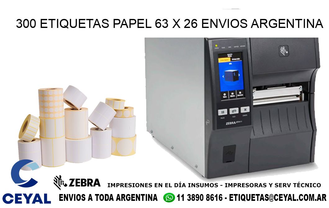 300 ETIQUETAS PAPEL 63 x 26 ENVIOS ARGENTINA