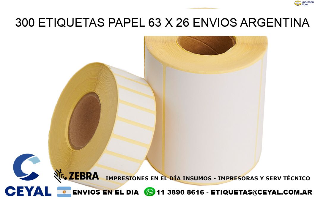 300 ETIQUETAS PAPEL 63 x 26 ENVIOS ARGENTINA