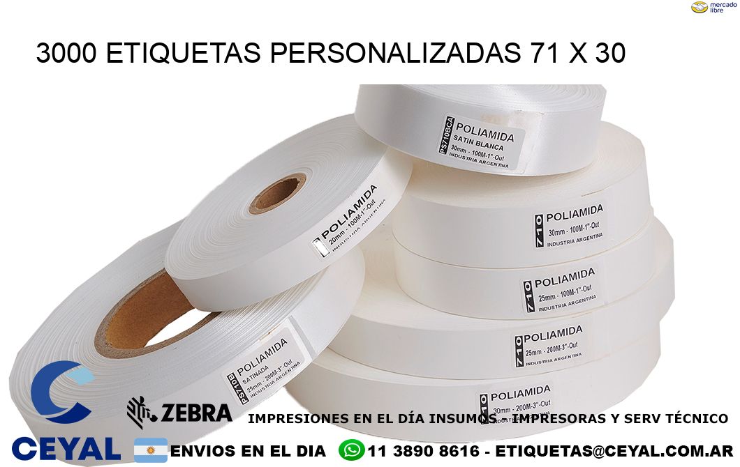 3000 ETIQUETAS PERSONALIZADAS 71 x 30