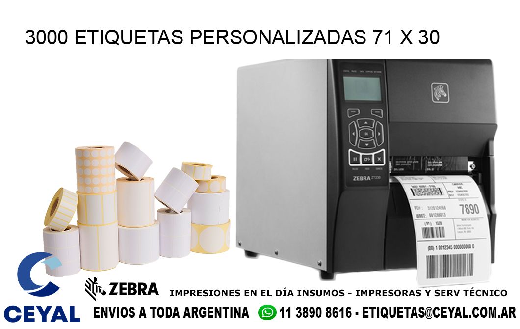 3000 ETIQUETAS PERSONALIZADAS 71 x 30