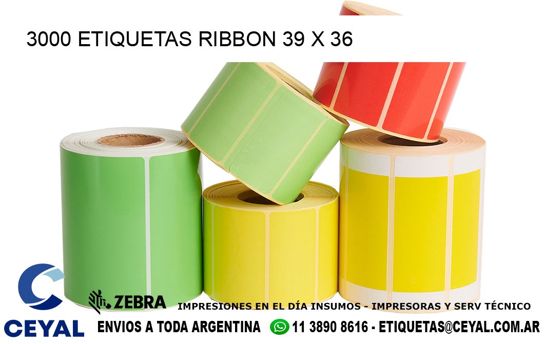 3000 ETIQUETAS RIBBON 39 x 36