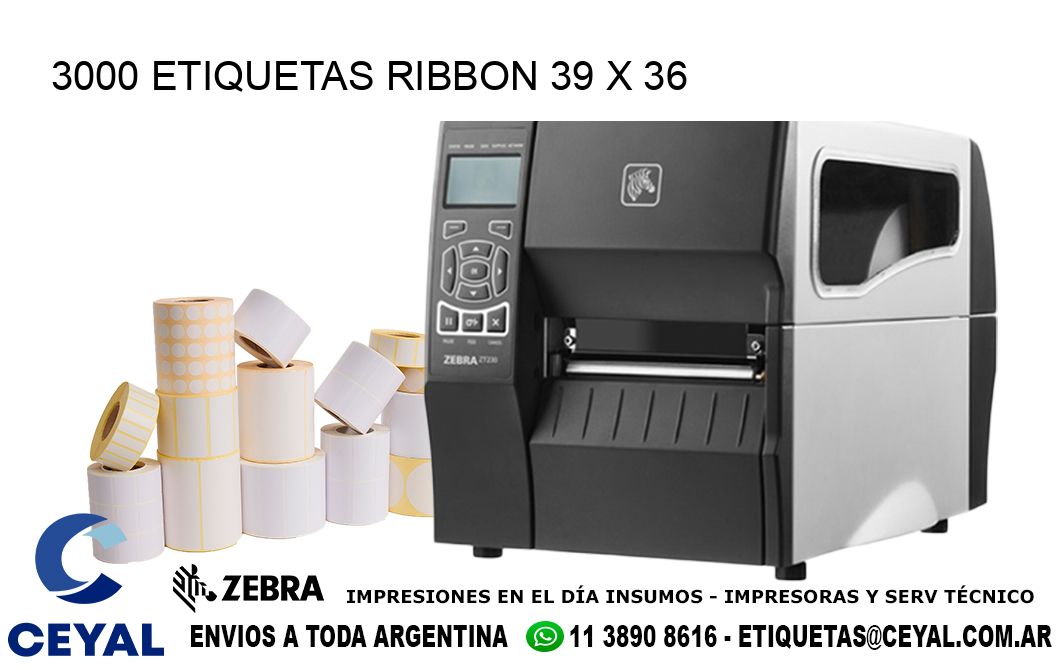 3000 ETIQUETAS RIBBON 39 x 36