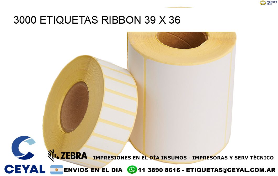 3000 ETIQUETAS RIBBON 39 x 36