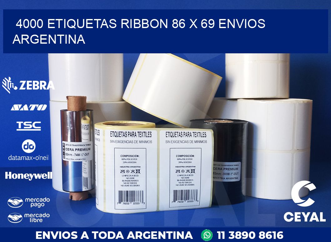 4000 ETIQUETAS RIBBON 86 x 69 ENVIOS ARGENTINA