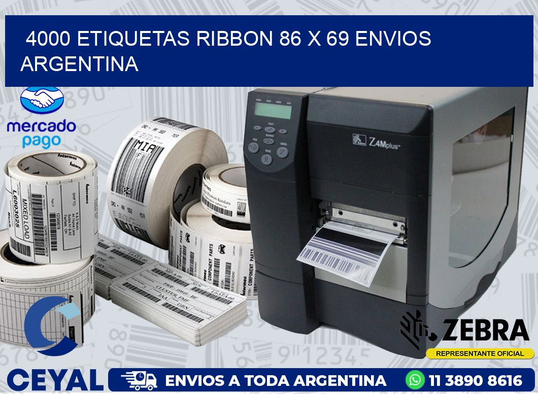 4000 ETIQUETAS RIBBON 86 x 69 ENVIOS ARGENTINA