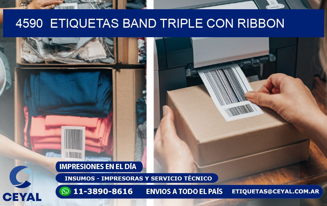 4590  ETIQUETAS BAND TRIPLE CON RIBBON