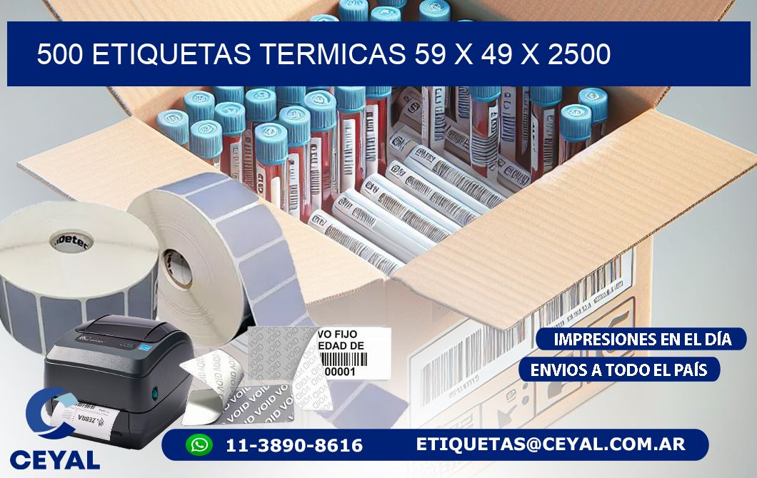 500 ETIQUETAS TERMICAS 59 x 49 x 2500