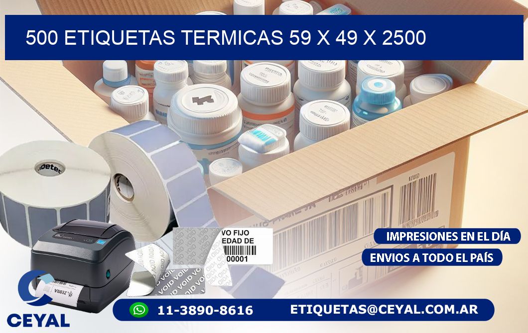 500 ETIQUETAS TERMICAS 59 x 49 x 2500