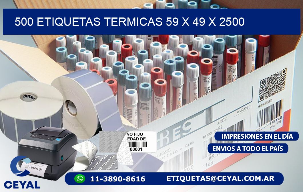 500 ETIQUETAS TERMICAS 59 x 49 x 2500