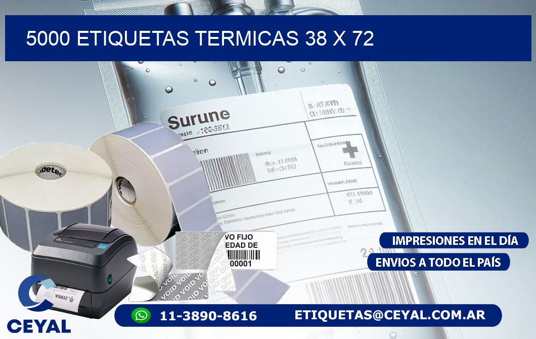 5000 ETIQUETAS TERMICAS 38 x 72