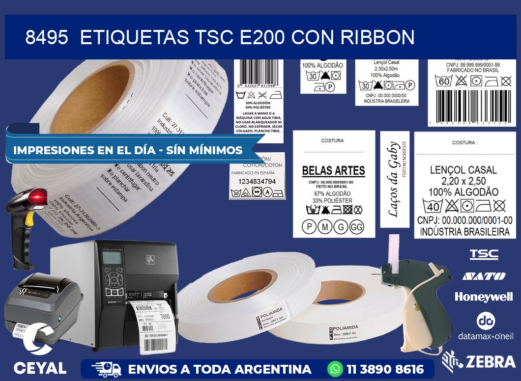 8495  ETIQUETAS TSC E200 CON RIBBON
