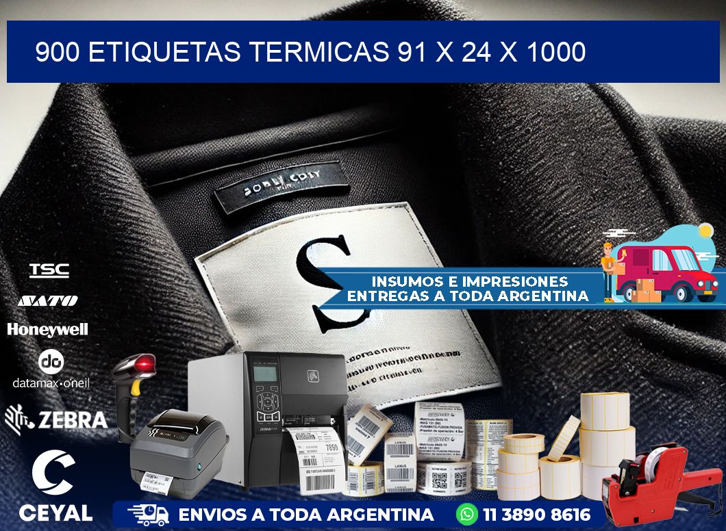 900 ETIQUETAS TERMICAS 91 x 24 x 1000