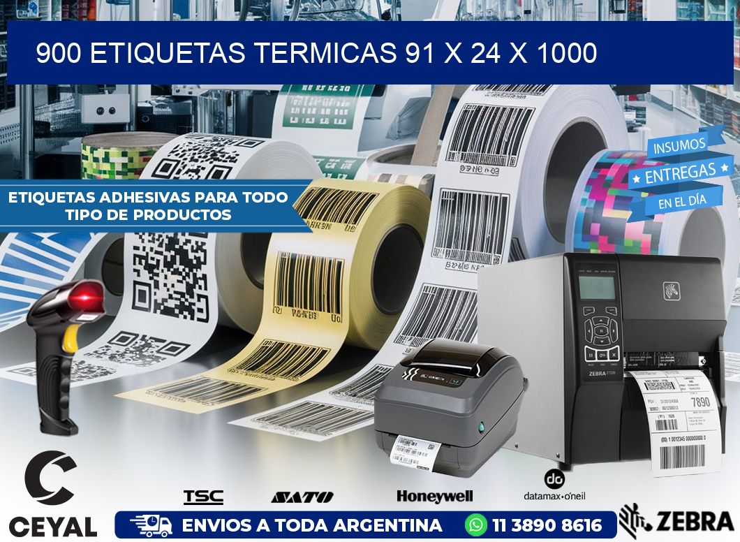 900 ETIQUETAS TERMICAS 91 x 24 x 1000