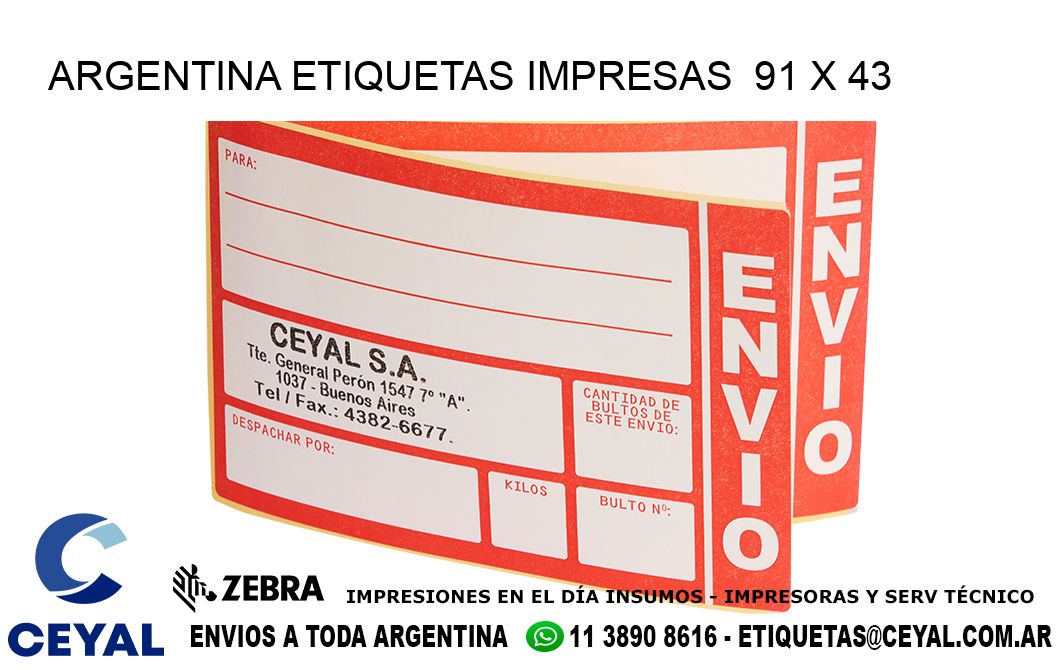 ARGENTINA ETIQUETAS IMPRESAS  91 x 43