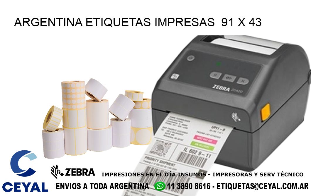 ARGENTINA ETIQUETAS IMPRESAS  91 x 43