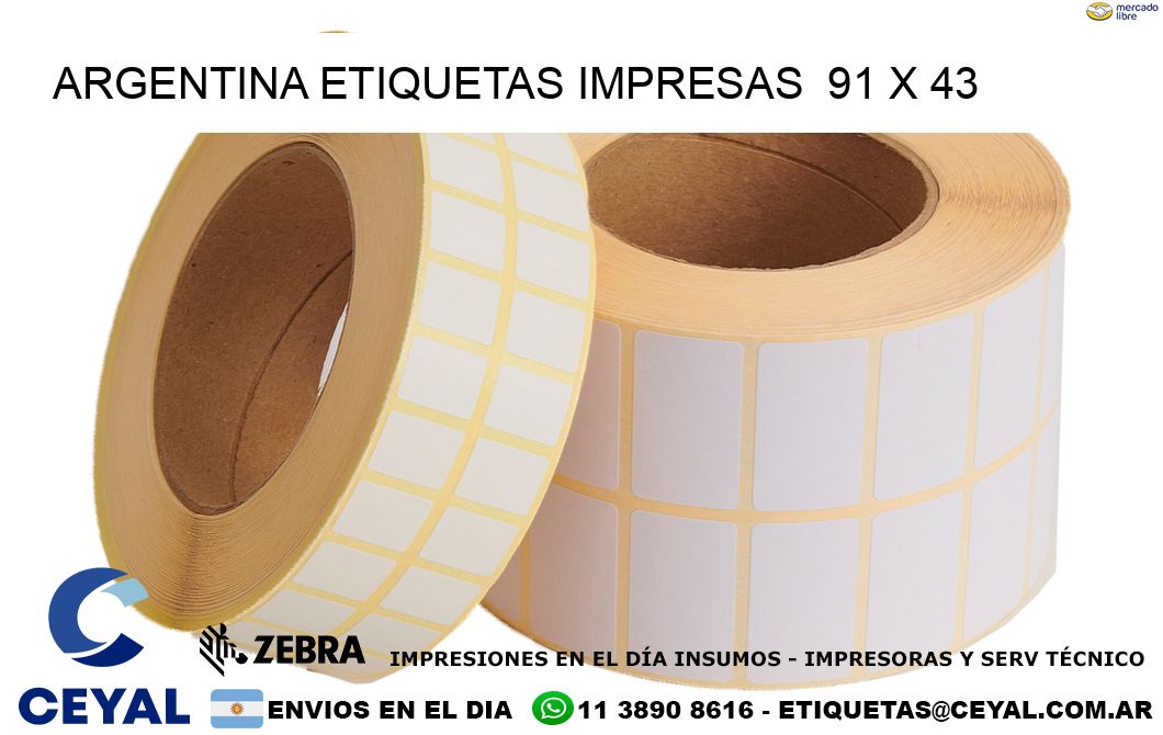 ARGENTINA ETIQUETAS IMPRESAS  91 x 43