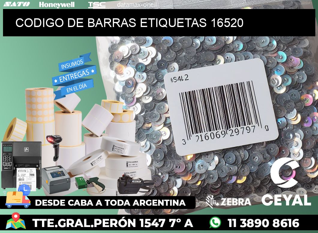 CODIGO DE BARRAS ETIQUETAS 16520