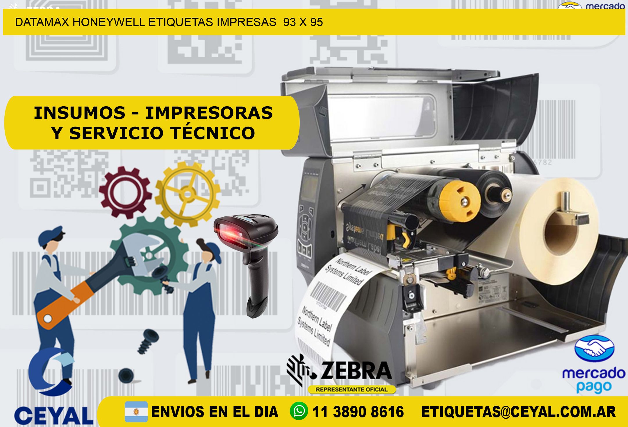 DATAMAX HONEYWELL ETIQUETAS IMPRESAS  93 x 95