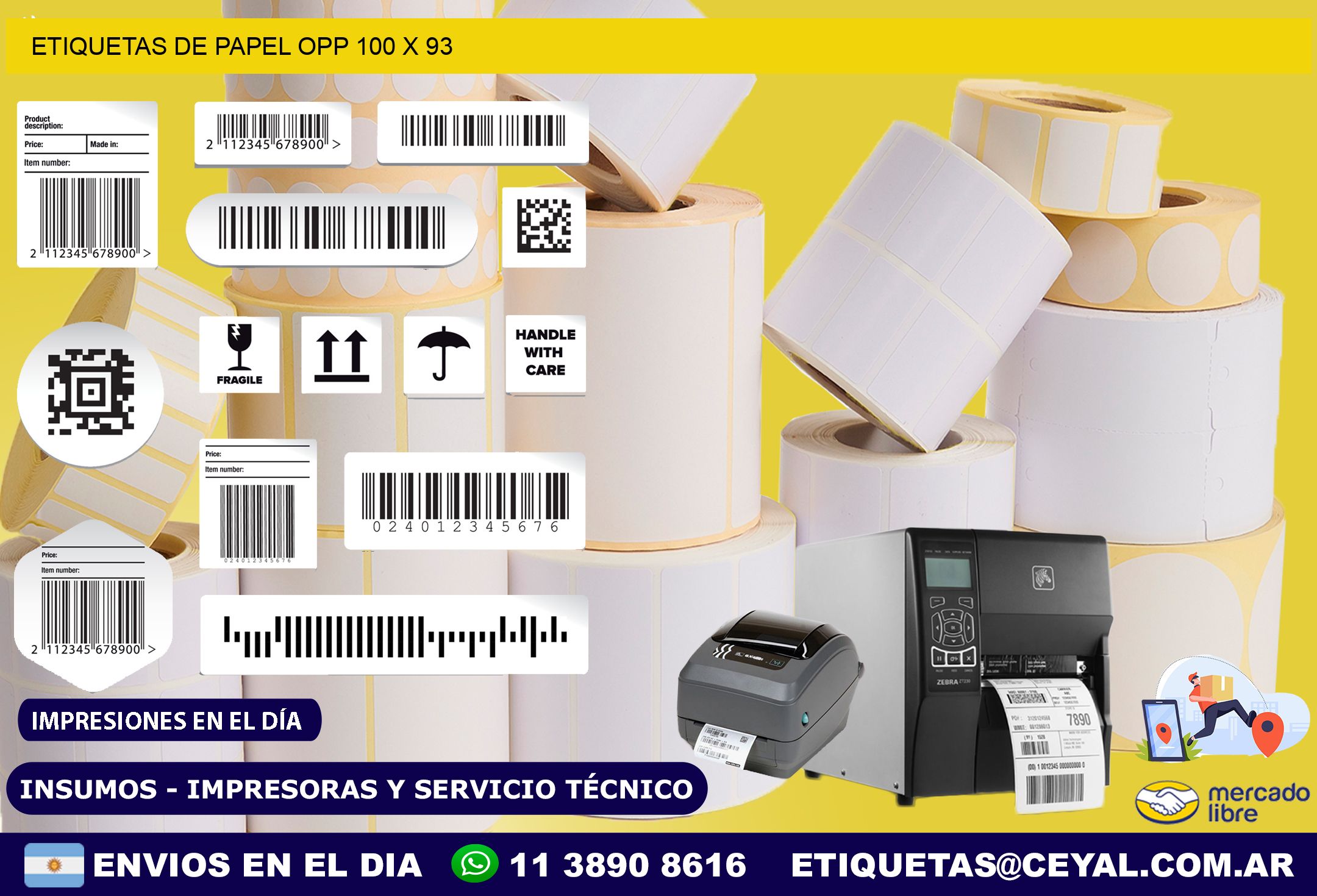 ETIQUETAS DE PAPEL OPP 100 x 93