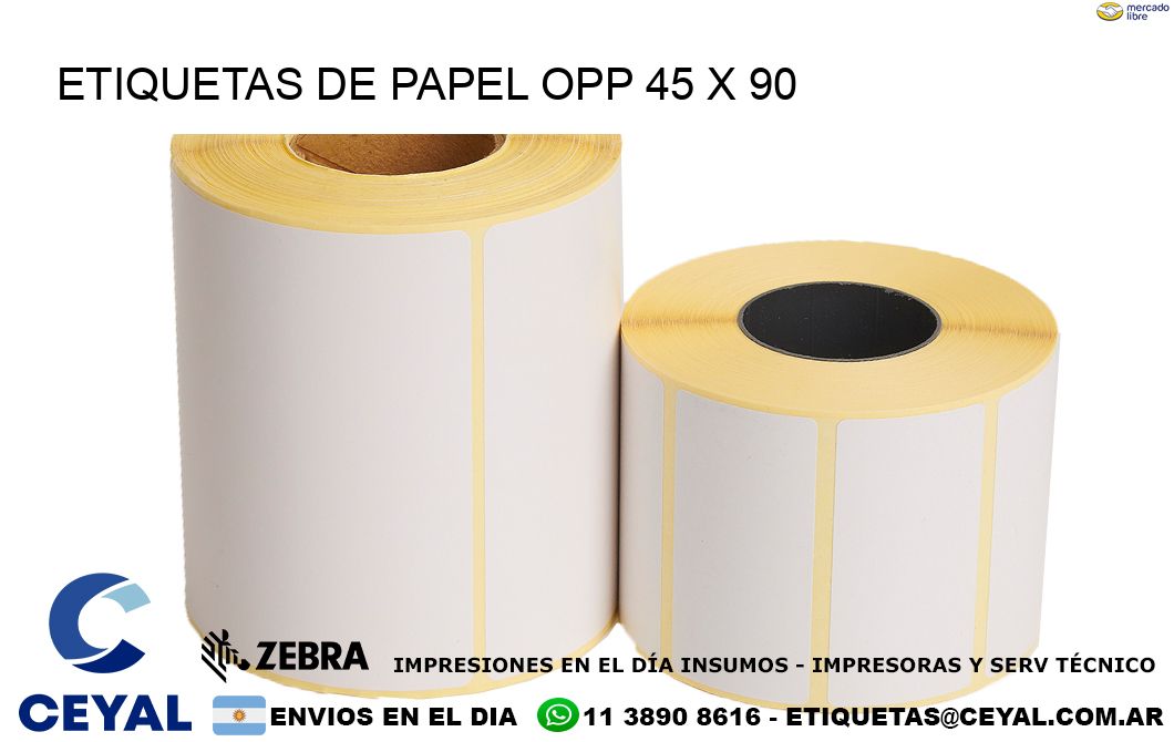 ETIQUETAS DE PAPEL OPP 45 x 90