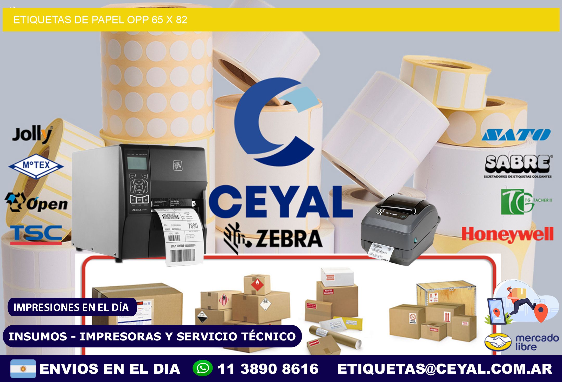 ETIQUETAS DE PAPEL OPP 65 x 82