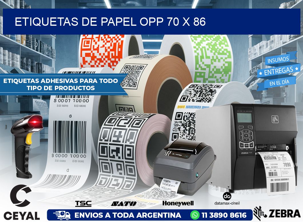 ETIQUETAS DE PAPEL OPP 70 x 86